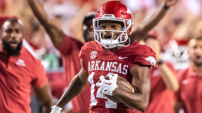 Razorbacks wide receiver Bryce Stephens against Missouri State